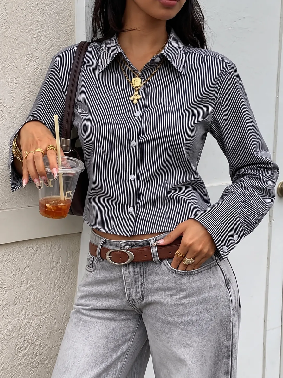 Camisa Corta Rayada (poplin)